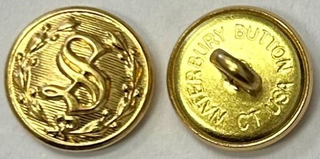 S UNIFORM SHIRT BUTTON BRASS - 1 S UNIFORM BRASS BUTTON ONLY.